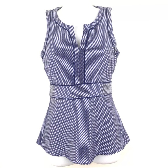 Banana Republic Tops - Banana republic peplum blue with white polka dots